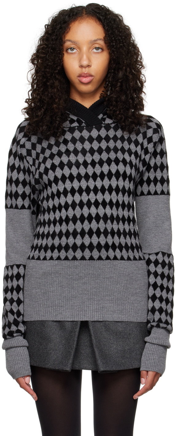 Maximilian Davis Black & Gray Harlequin Hoodie
