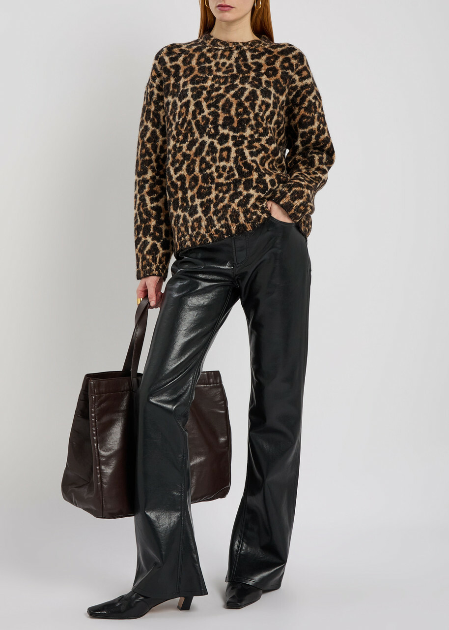 Agolde Kick Boot Bootcut Leather Trousers Black