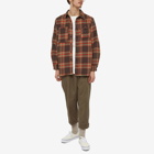 Engineered Garments Men's Plaid Flannel Work Shirt in Brown/Orange Plaid