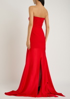 Solace London Alessandra Strapless Satin and Crepe Gown Red