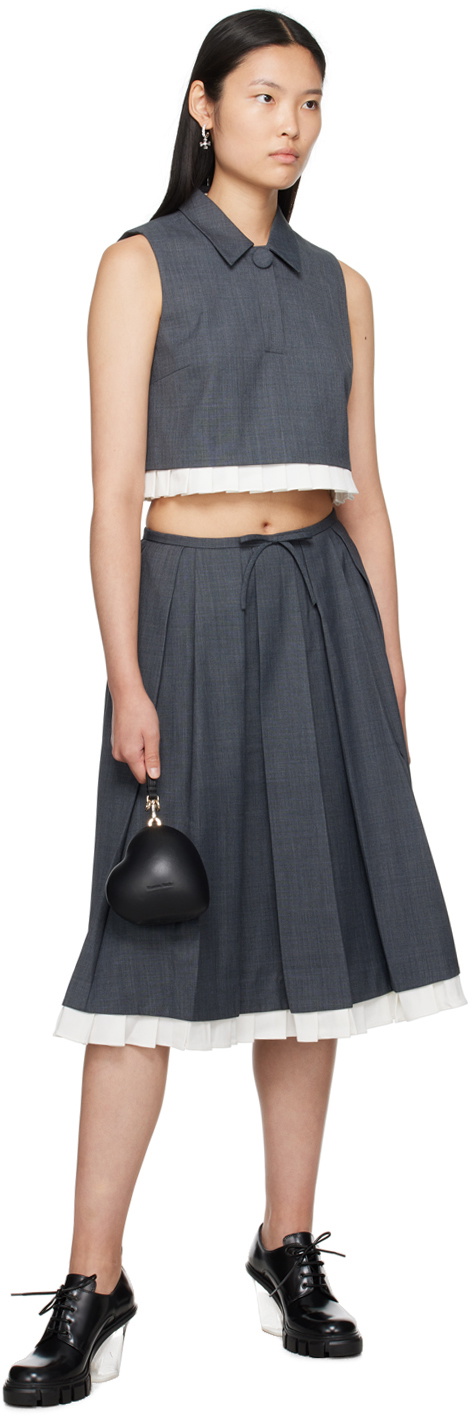 Shushu/Tong Gray Pleated Maxi Skirt
