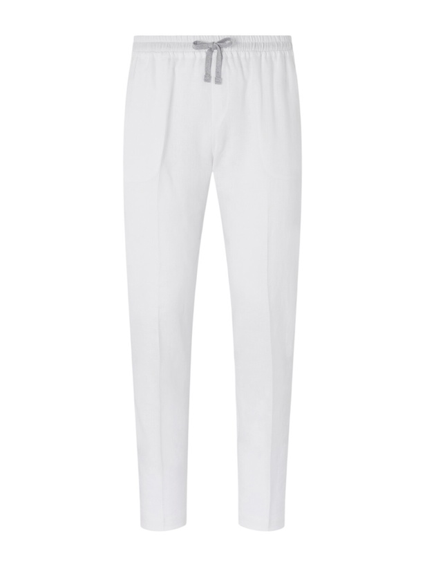 Photo: FEDELI - Bonifacio Straight-Leg Linen Drawstring Trousers - White