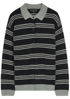 Nili Lotan Galvez Striped Cashmere Polo Jumper Grey