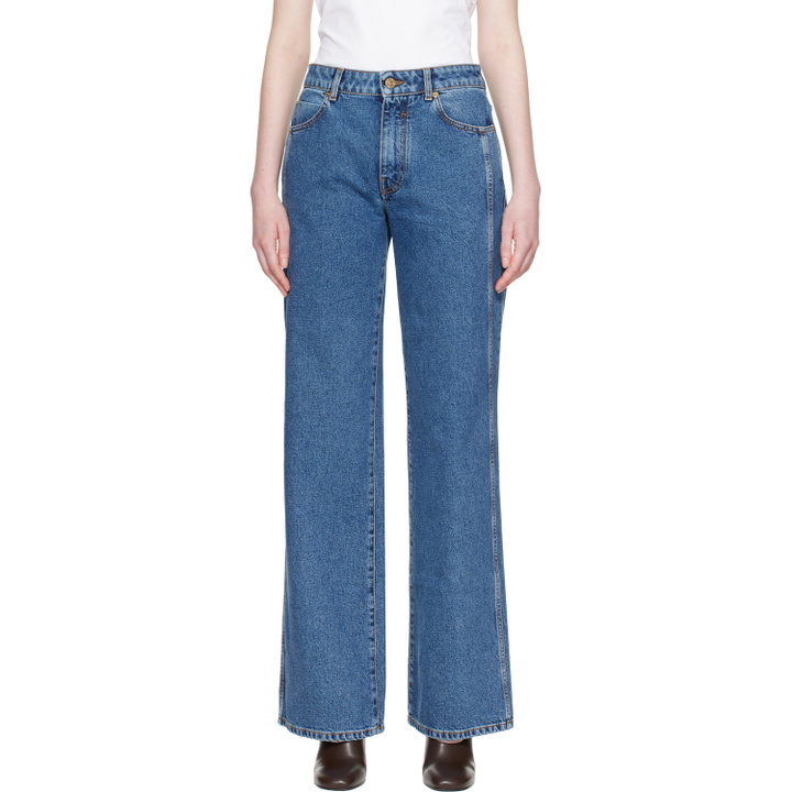 Photo: BALMAIN Blue Straight Denim Jeans