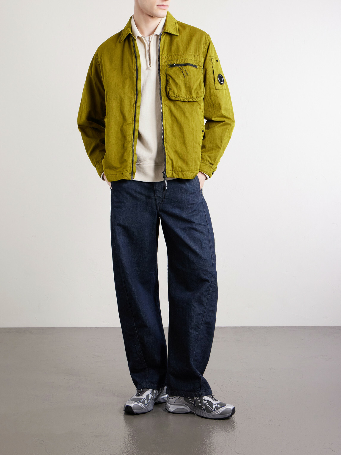 C.P. Company - Logo-Appliquéd Cotton Half-Zip Sweater - Neutrals