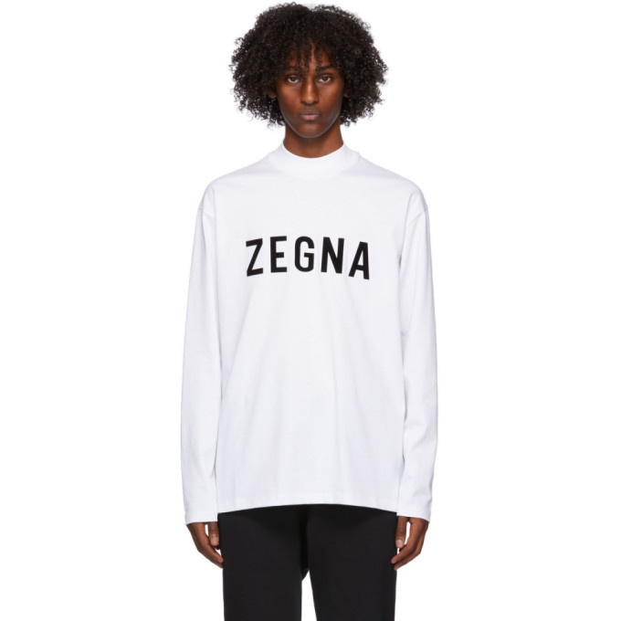Photo: Fear of God Ermenegildo Zegna White Oversized Logo Long Sleeve T-Shirt