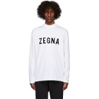Fear of God Ermenegildo Zegna White Oversized Logo Long Sleeve T-Shirt