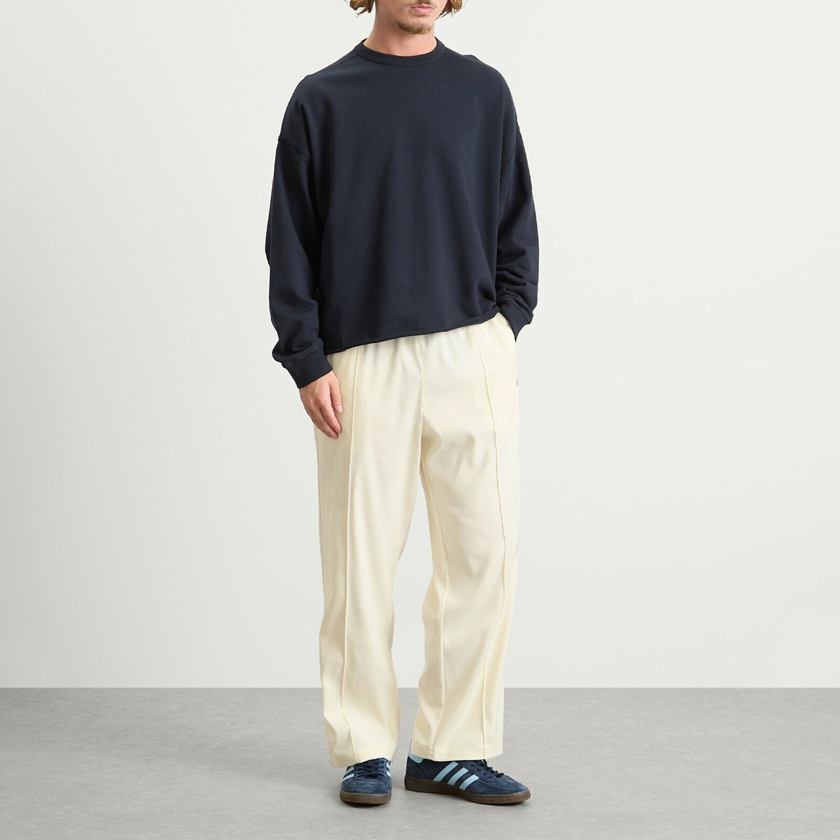 Adidas Men's Baggy Track Pant in Cream White