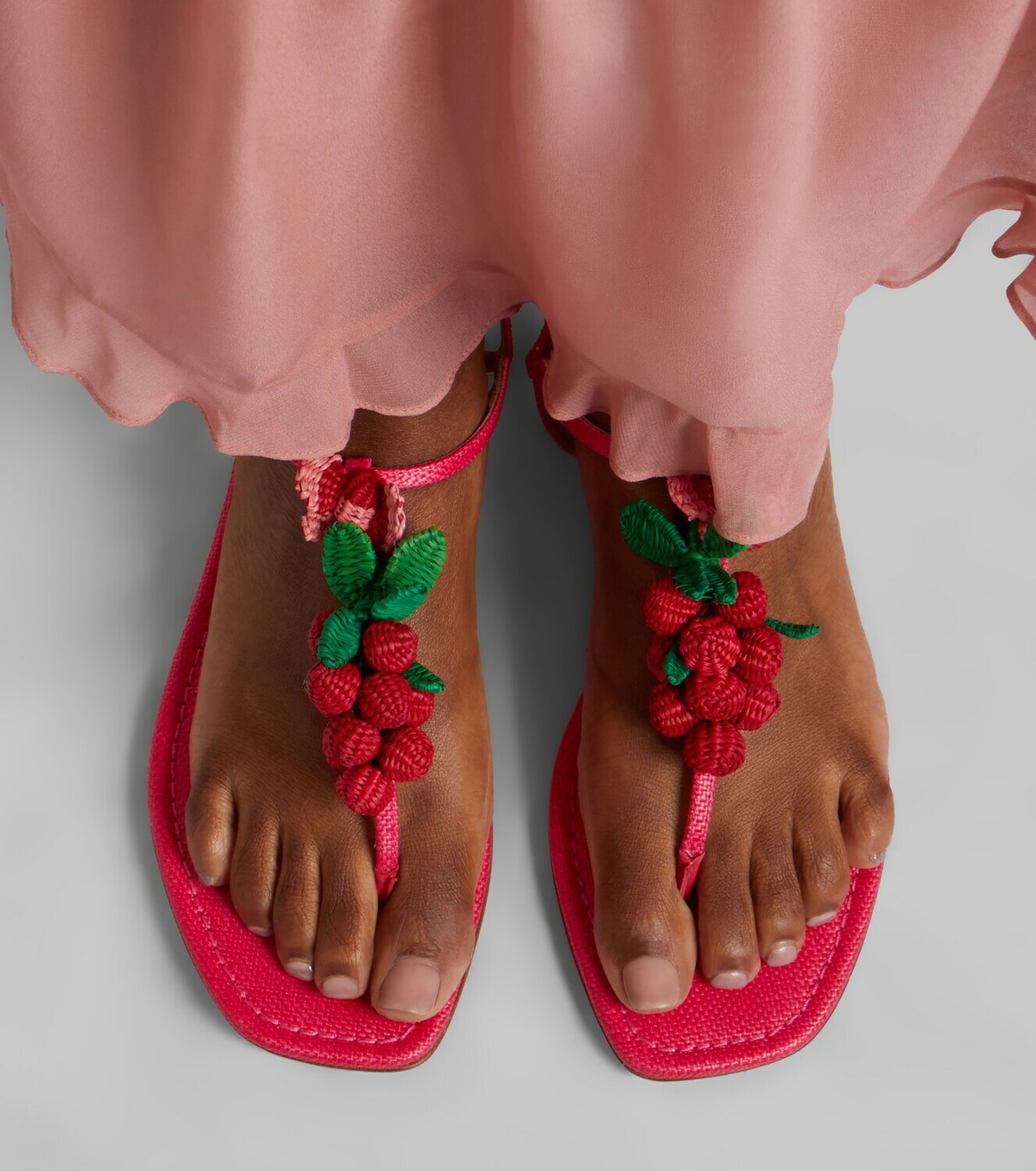 Aquazzura Berry raffia-effect thong sandals