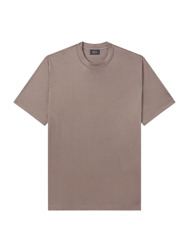 Photo: Brioni - Cotton-Jersey T-Shirt - Brown