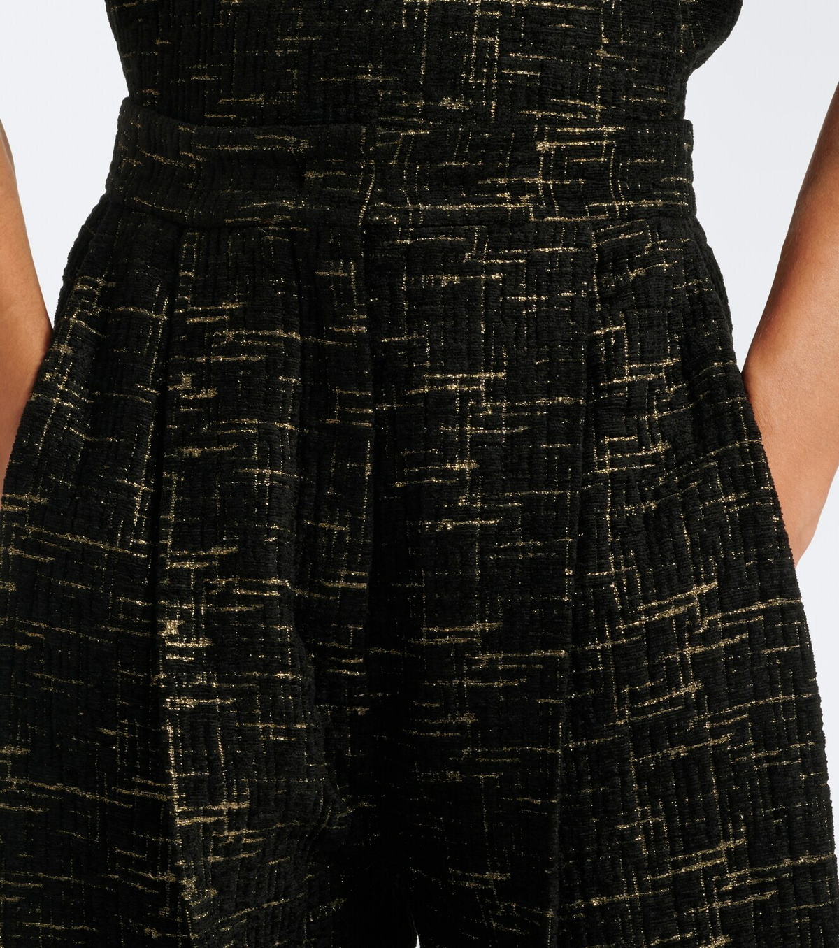 La DoubleJ Pleated bouclé Lurex® barrel-leg pants