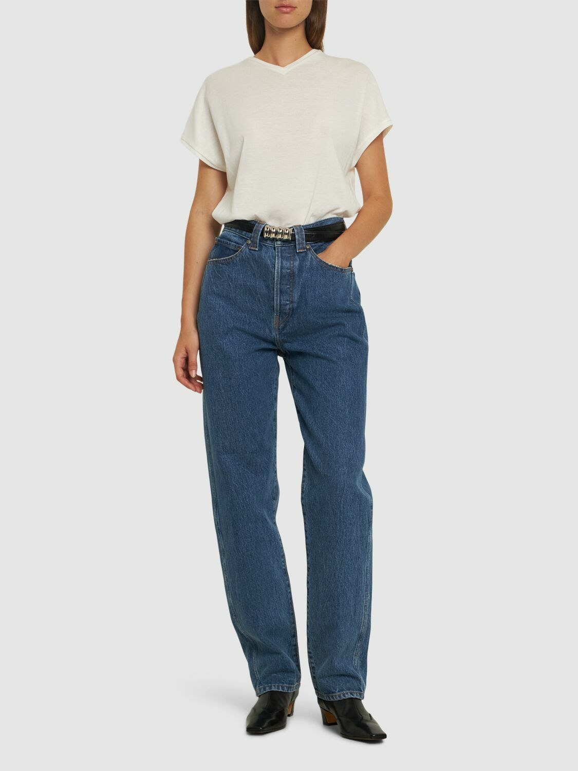 KHAITE Corben High Rise Straight Jeans Khaite