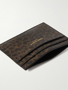 SAINT LAURENT - Leopard-Print Glossed Textured-Leather Cardholder