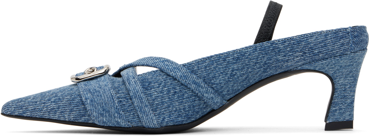 Justine Clenquet Blue Joan Slingback Heels