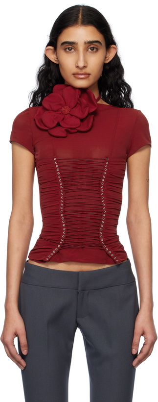 Photo: Fancì Club Red Vermillion Lace-Up T-shirt