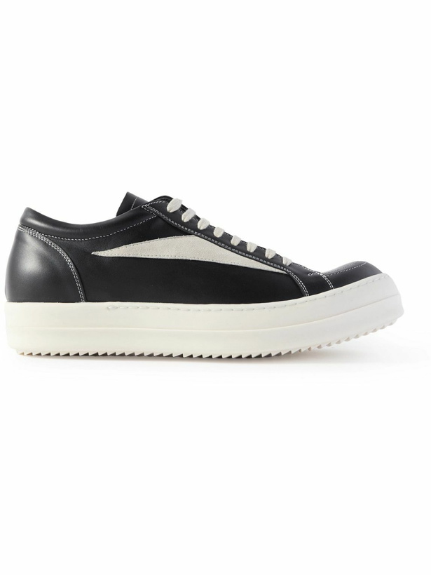 Photo: Rick Owens - Suede-Trimmed Leather Sneakers - Black