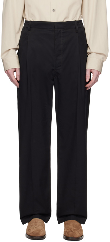 Photo: LEMAIRE Black Easy Pleated Trousers