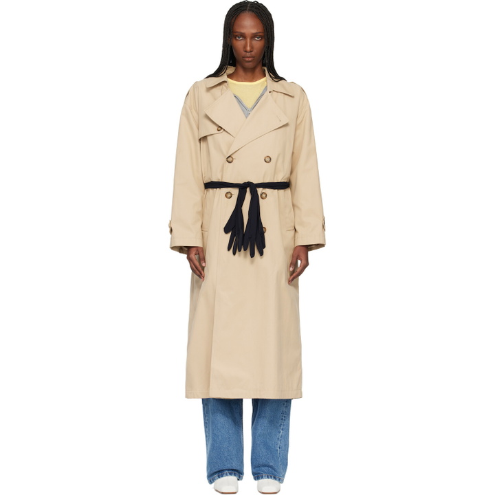 Photo: MM6 Maison Margiela Beige Gloves Cotton Trench Coat