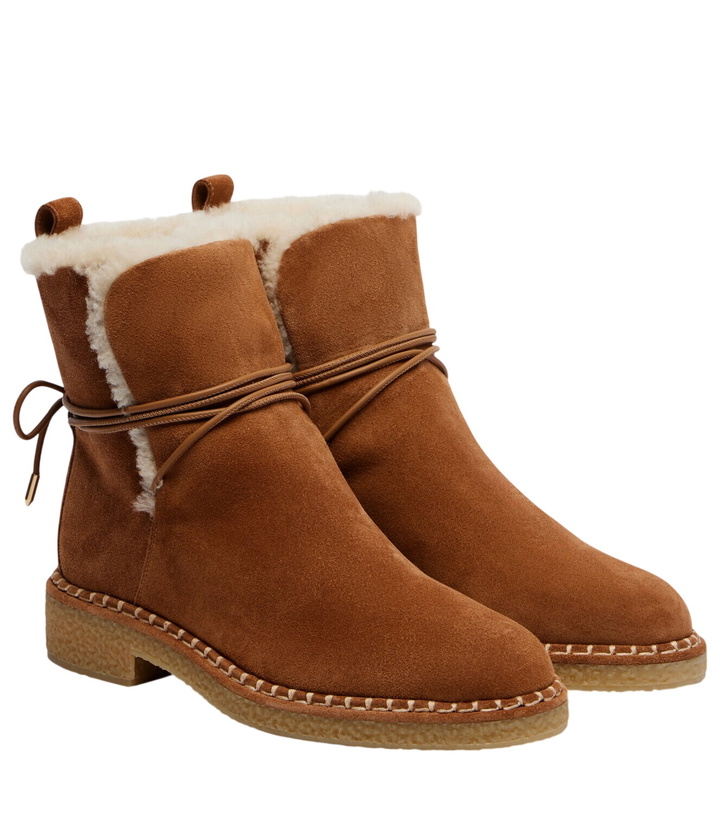 Photo: Aquazzura Megeve shearling-trimmed suede ankle boots