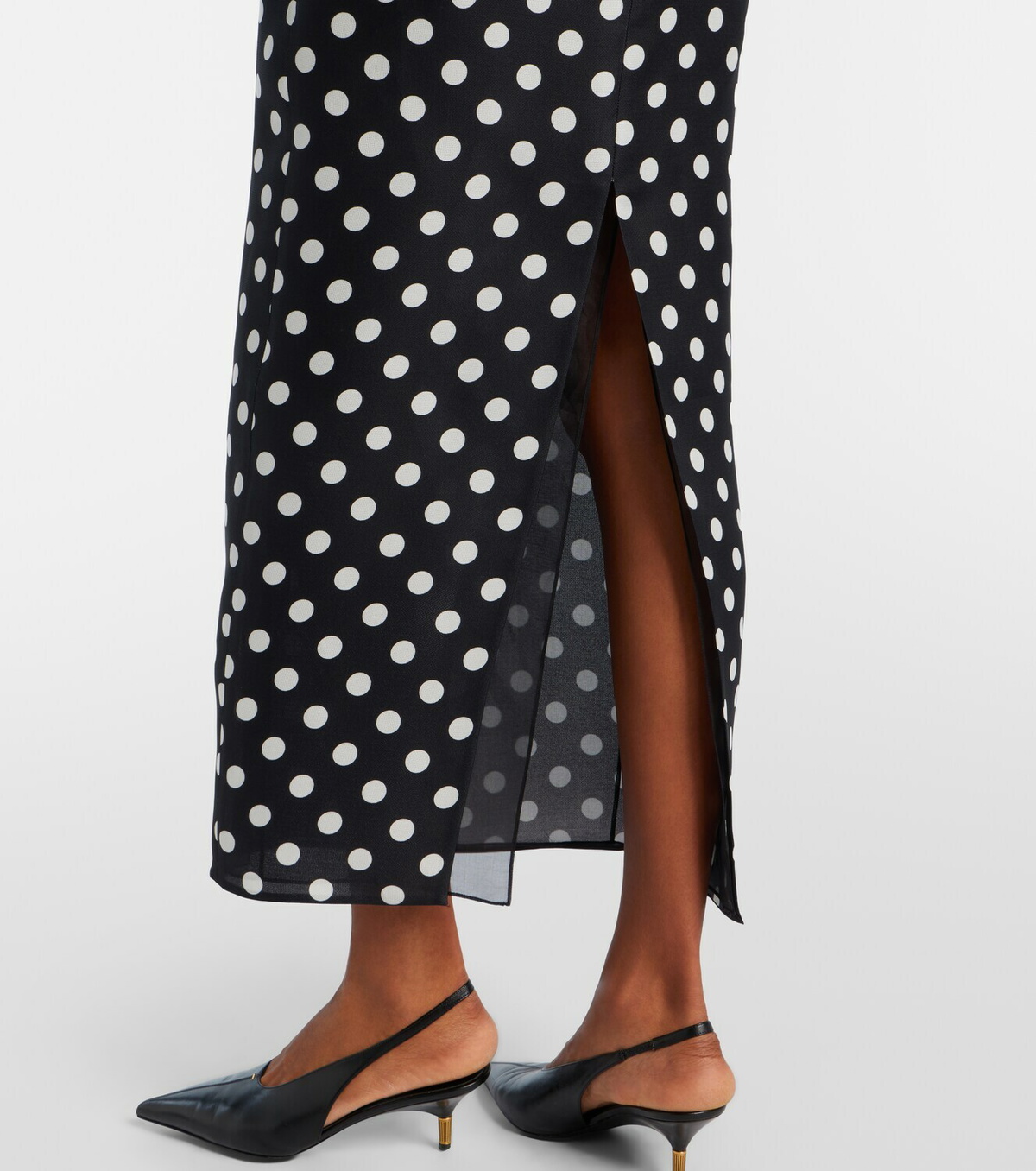Khaite Winton polka-dot high-rise silk maxi skirt