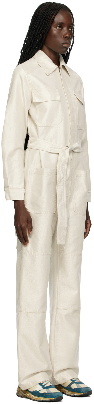 Golden Goose Off-White Belted Denim Jumpsuit