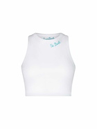 MC2 Saint Barth Cotton Crop Tank Top With St. Barth Embroidery | Melissa Satta Special Edition
