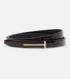 Tom Ford T croc-effect leather belt
