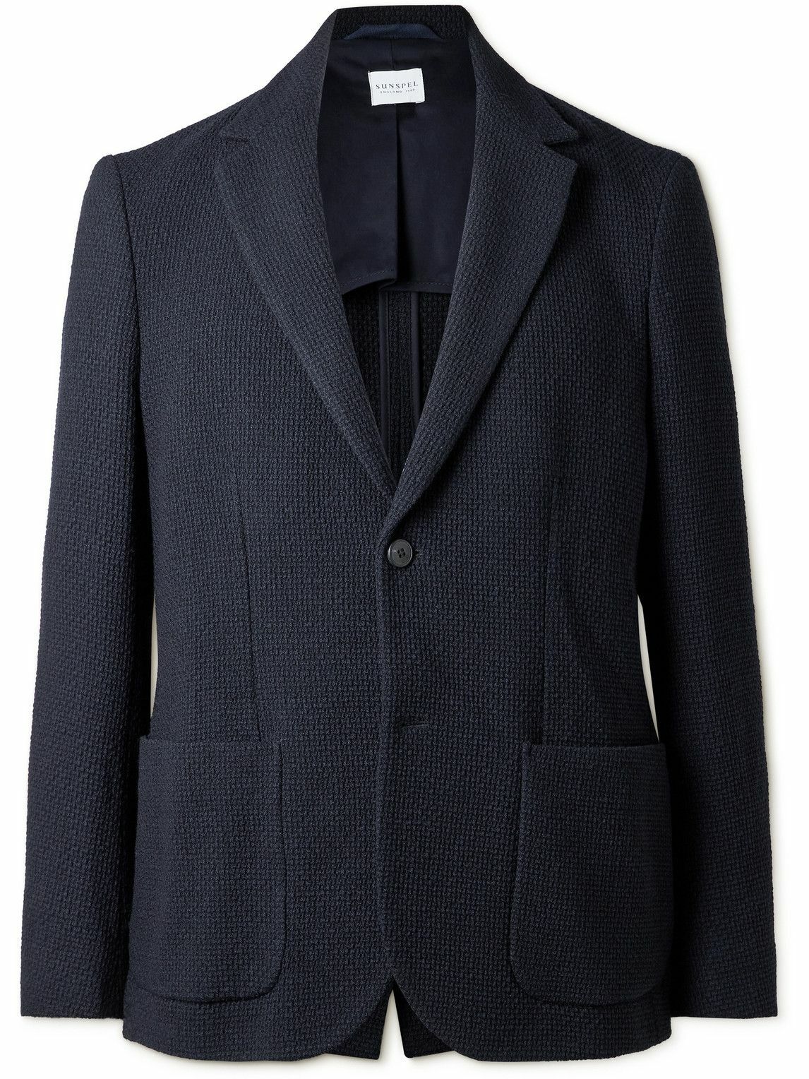 Sunspel - Waffle-Knit Wool-Blend Blazer - Blue