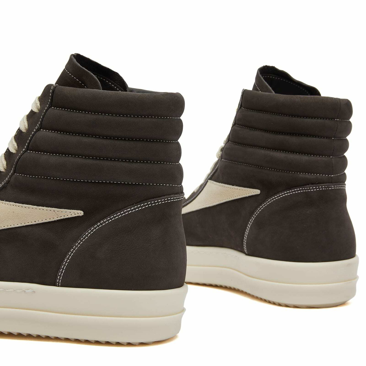 Rick Owens Men's High Vintage Sneaks in Dark Dust/Milk Rick