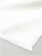 TOM FORD - Fringed Logo-Embroidered Silk Scarf