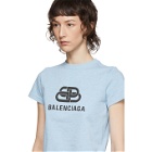 Balenciaga Blue Logo Fitted T-Shirt
