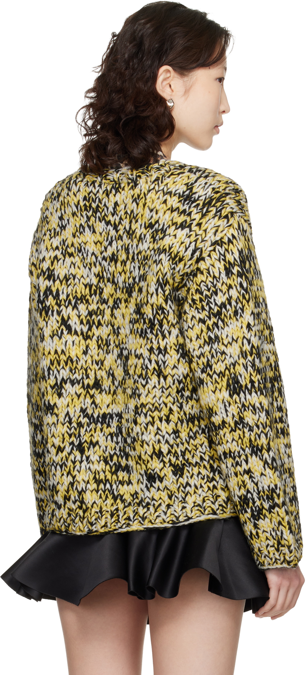 GANNI Black & Yellow Heavy Wool Handknit Sweater