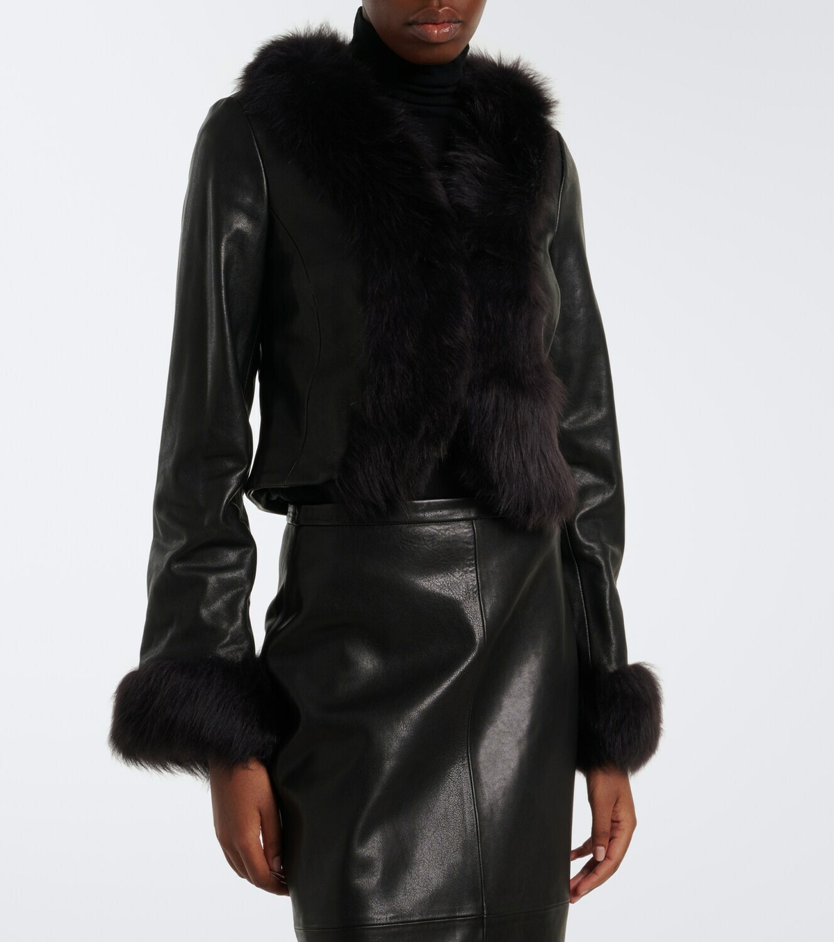 Nour Hammour Sofie shearling-trimmed leather jacket