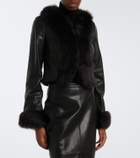 Nour Hammour Sofie shearling-trimmed leather jacket