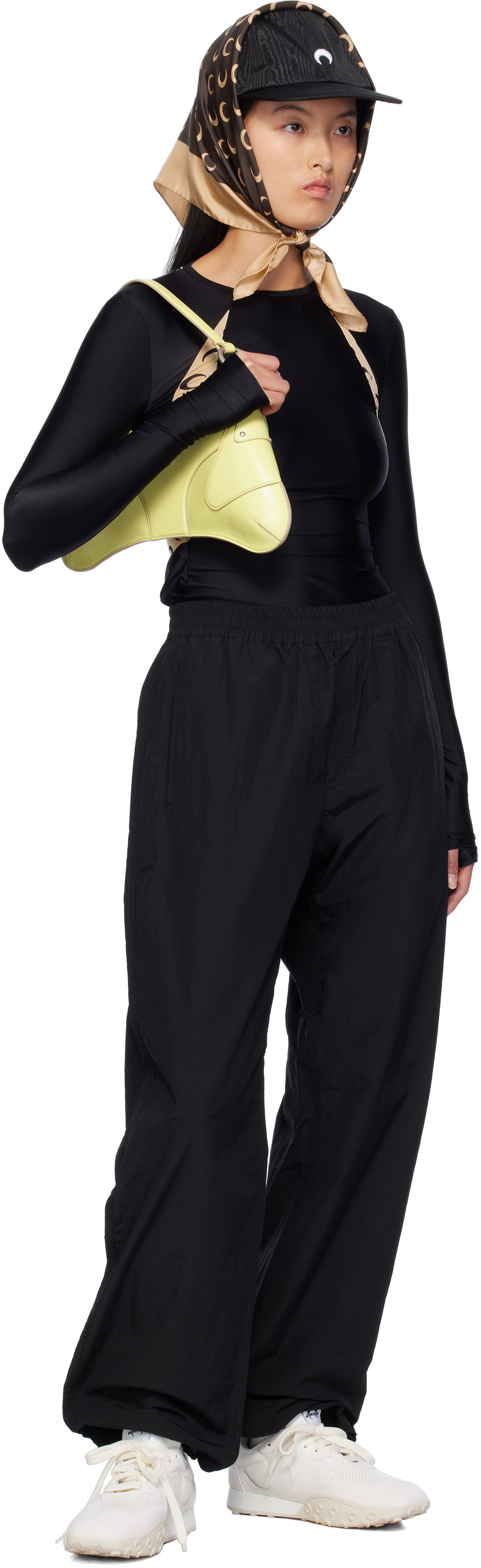 Marine Serre Black 'MS Sport' Nylon Track Pants