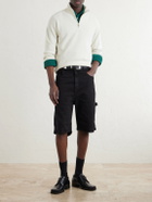 Monitaly - Beach Painter Straight-Leg Denim Shorts - Black