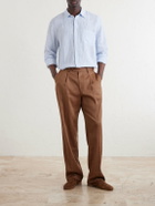 Frescobol Carioca - Affonso Pleated Straight-Leg Linen and Virgin Wool-Blend Suit Trousers - Brown