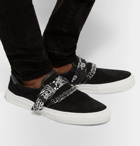 AMIRI - Embellished Leather-Trimmed Suede Slip-On Sneakers - Black