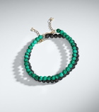 Mateo Set of 2 14kt gold beaded bracelets with malachite and lava rock