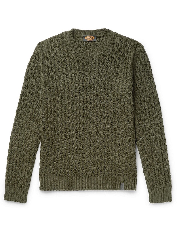 Photo: Tod's - Cable-Knit Merino Wool Sweater - Green
