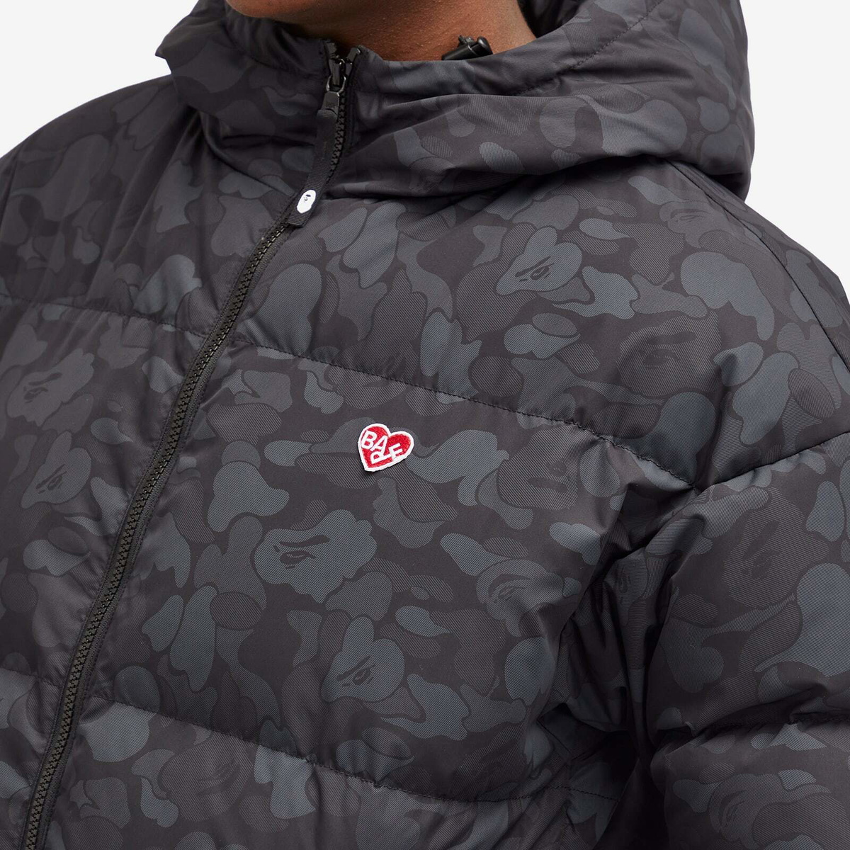 A Bathing Ape Women's Solid Camo Down Jacket in Black 