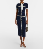 Self-Portrait Bow-detail pointelle cotton-blend midi dress