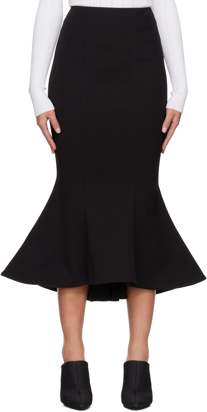 Balmain Black Flared Midi Skirt Balmain