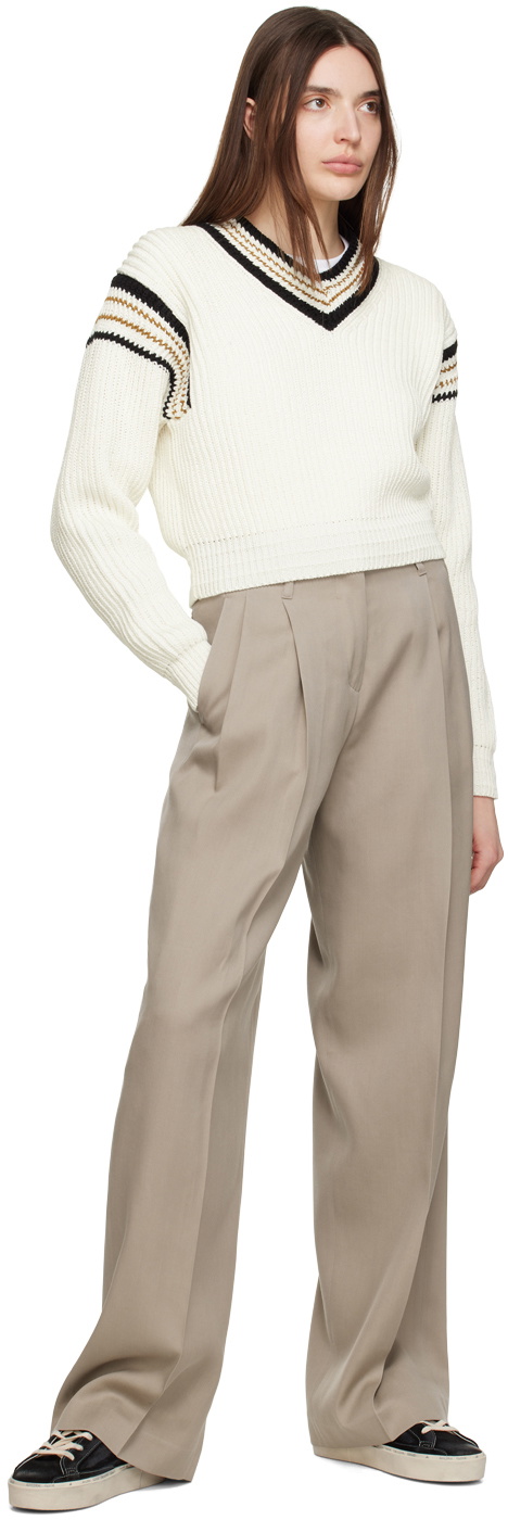 Golden Goose White V-Neck Sweater