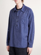Visvim - Paint-Splattered Cotton and Silk-Blend Chambray Shirt - Blue