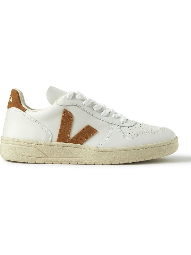 Photo: Veja - V-10 Suede-Trimmed Leather Sneakers - White
