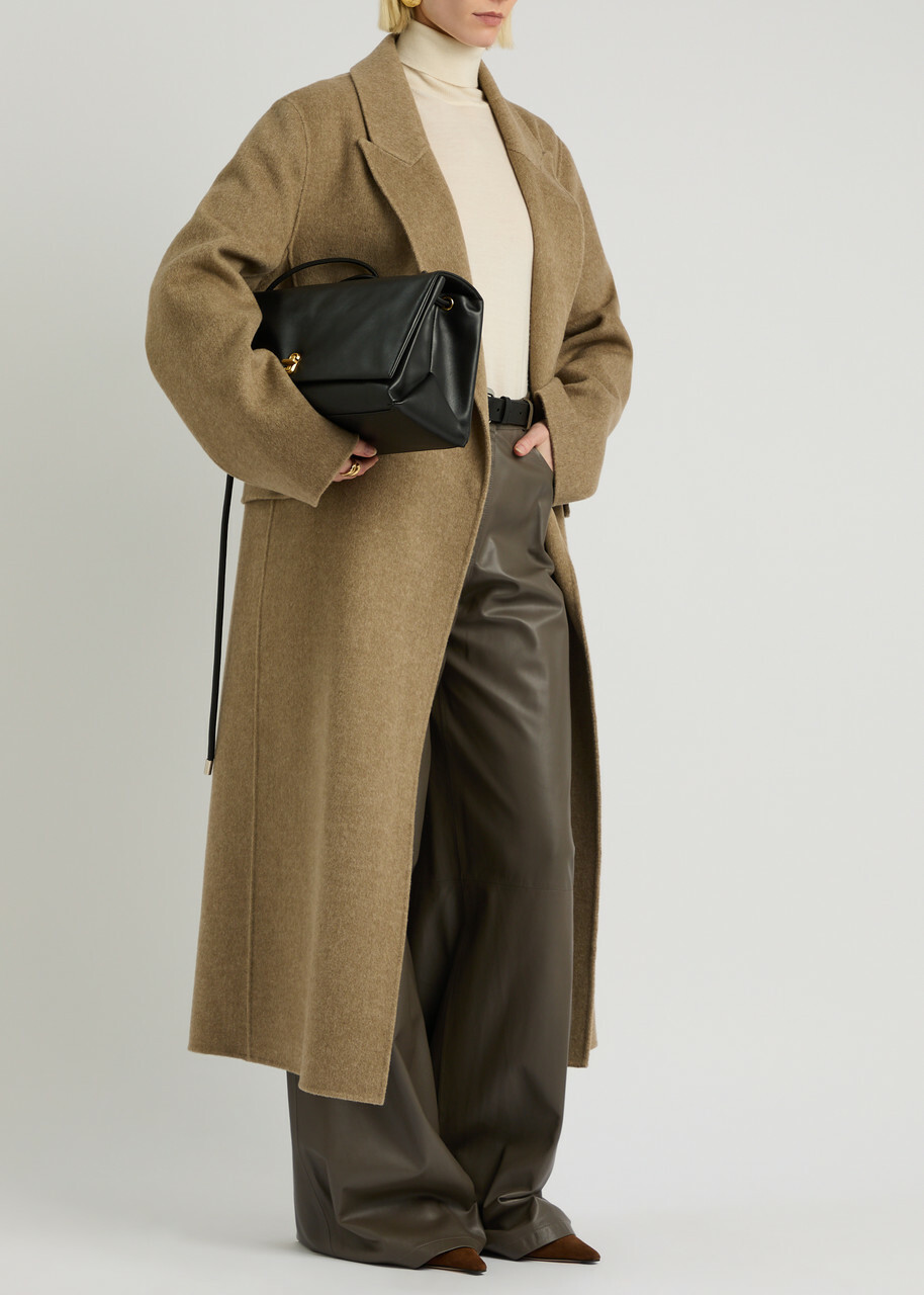 Arma Catania Wide-leg Leather Trousers Dark Brown