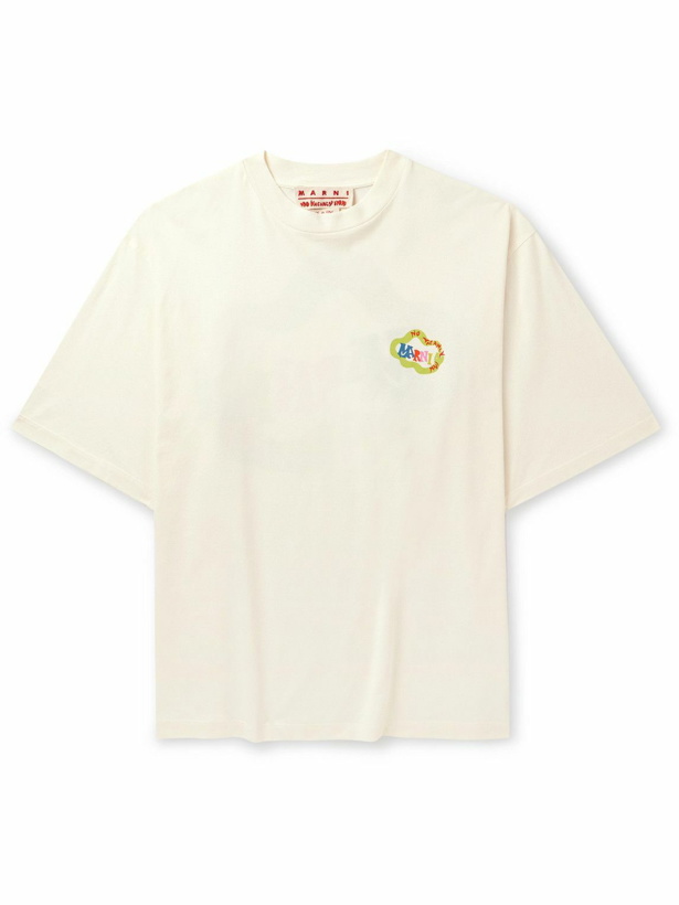 Photo: Marni - No Vacancy Inn Printed Cotton-Jersey T-Shirt - Neutrals