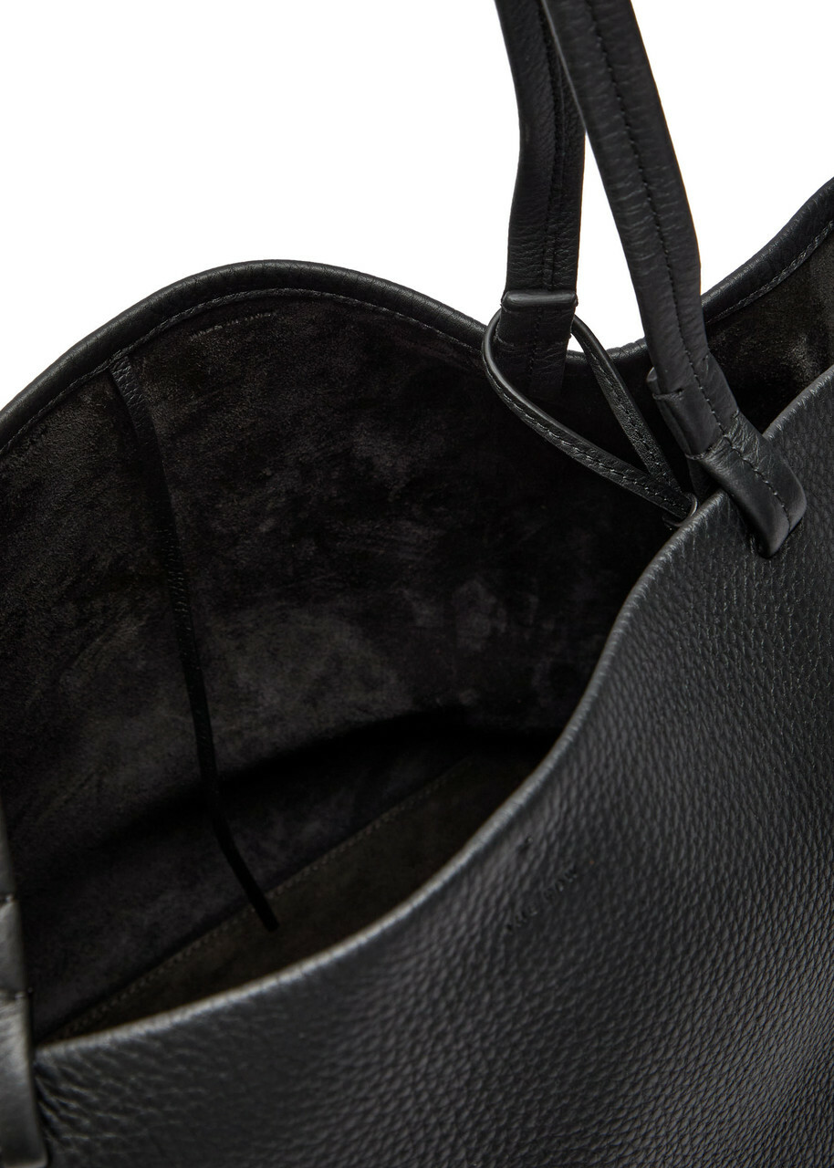 The Row Park Three Grained Leather Tote - Black - One Size