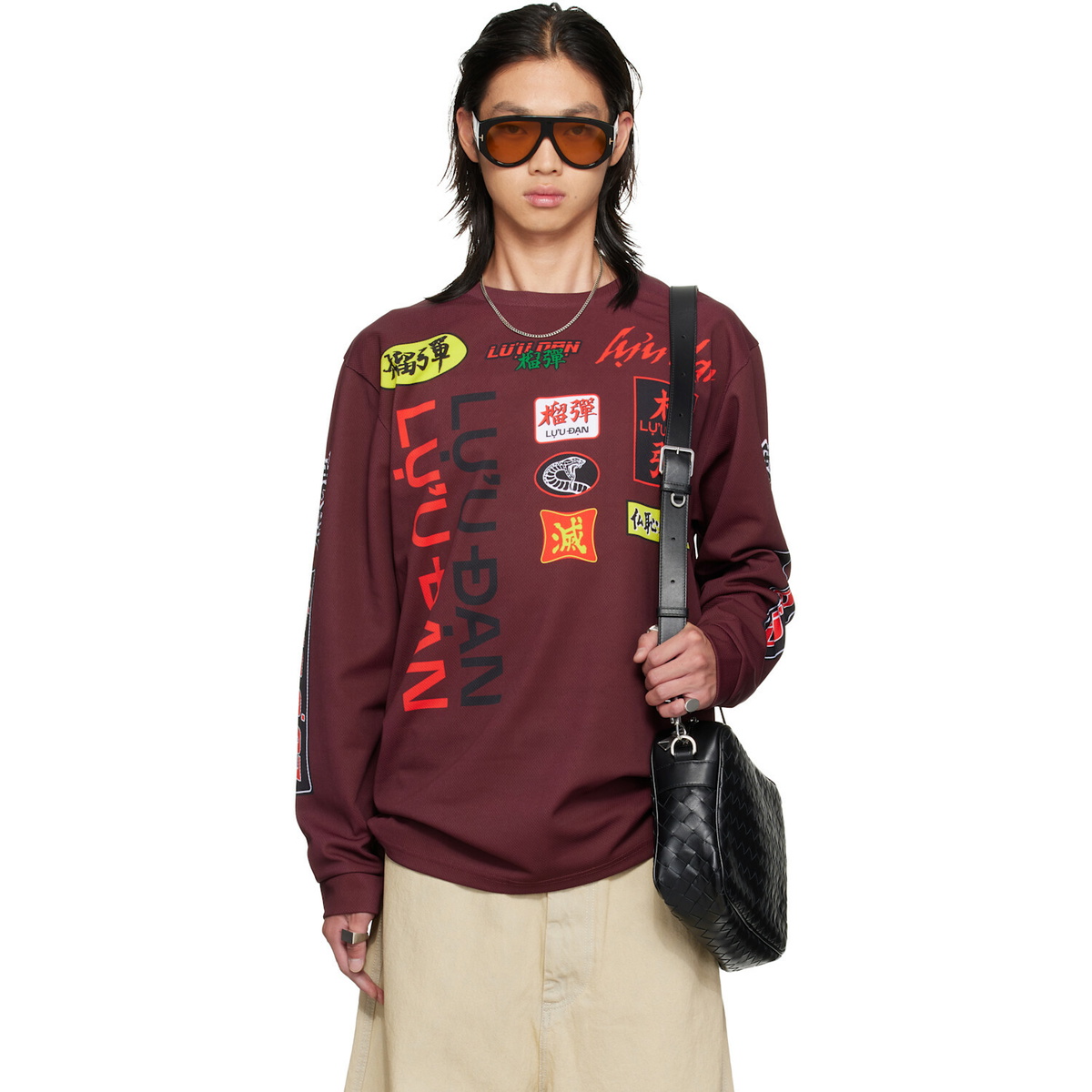 LU'U DAN Burgundy Oversized Long Sleeve T-shirt